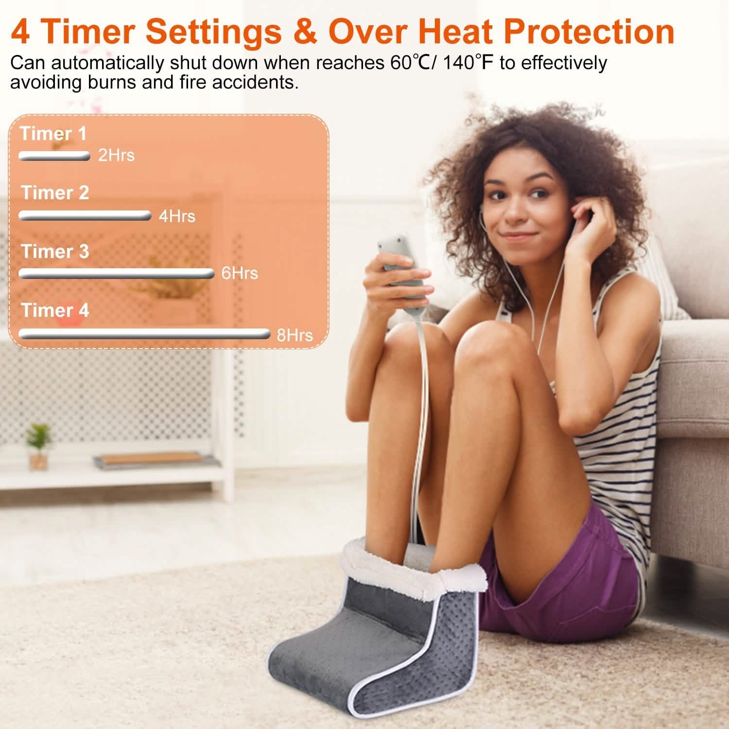 Electric Heated Foot Warmer with 6 Level Heating 4 Level Timing Health & Wellness - Tophatter Daily Deals