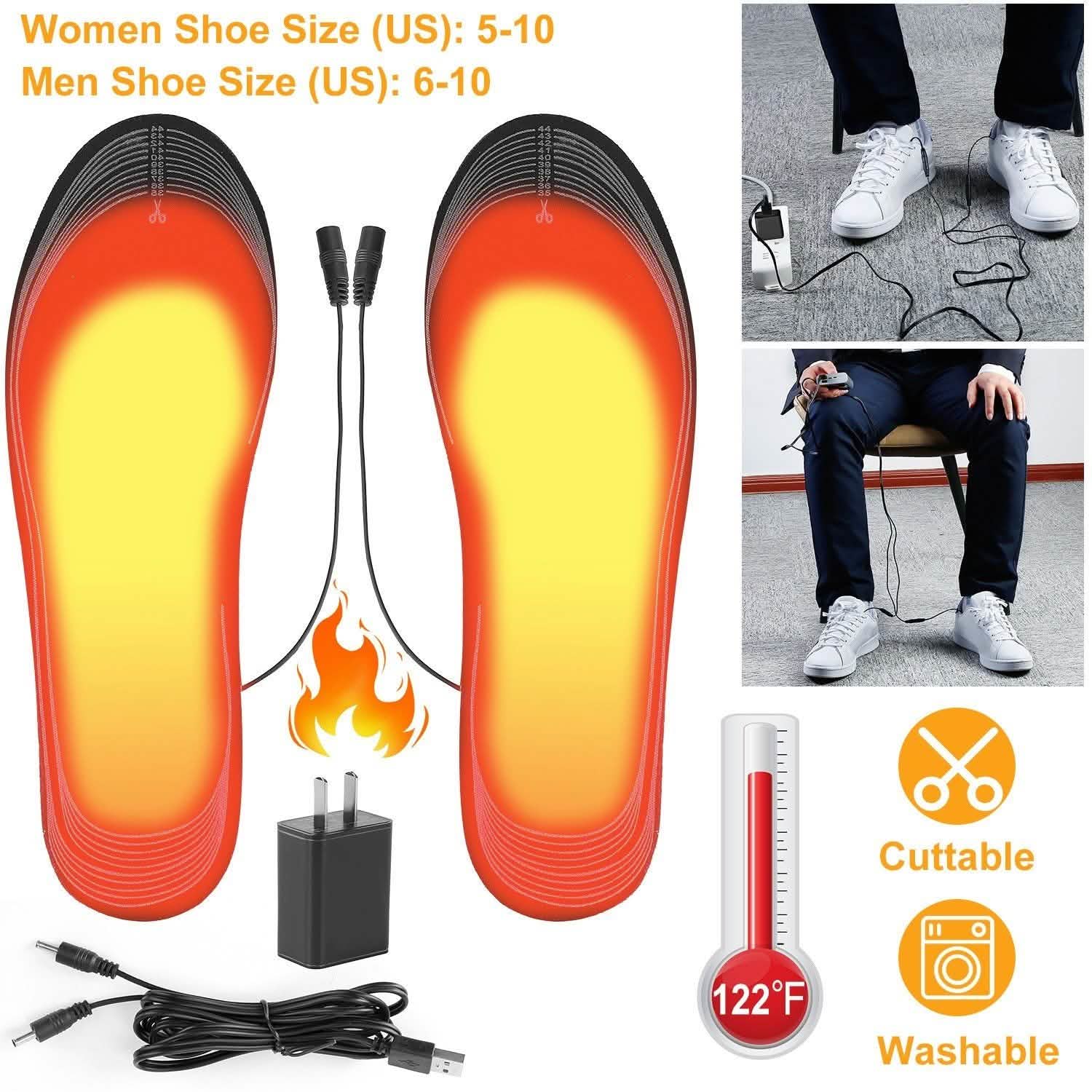 Electric Heated Insoles USB Foot Warmer Pads Health & Wellness - Tophatter Daily Deals