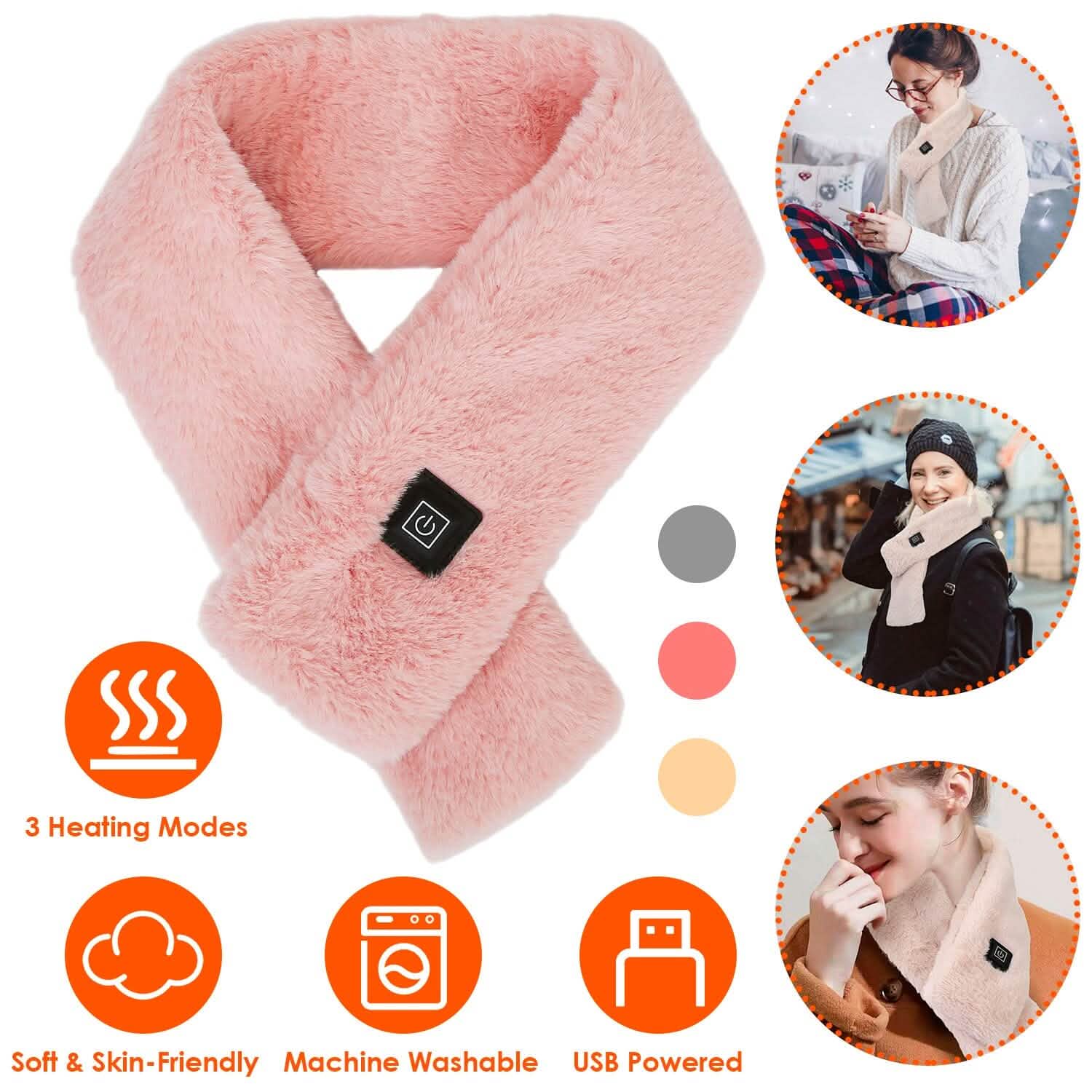 Electric Heated Scarf USB Heating Neck Shawl Soft Warm Scarves with 3 Heating Modes Gloves, Scarves & Earmuffs - Tophatter Daily Deals