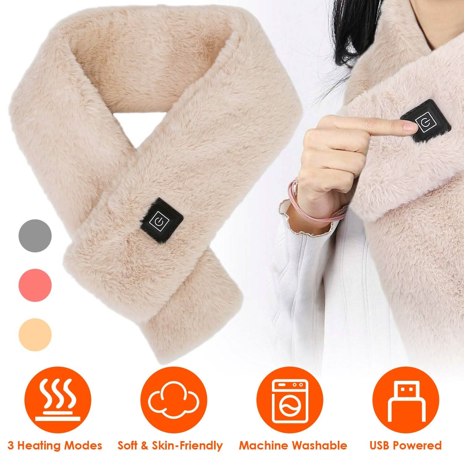 Electric Heated Scarf USB Heating Neck Shawl Soft Warm Scarves with 3 Heating Modes Gloves, Scarves & Earmuffs - Tophatter Daily Deals