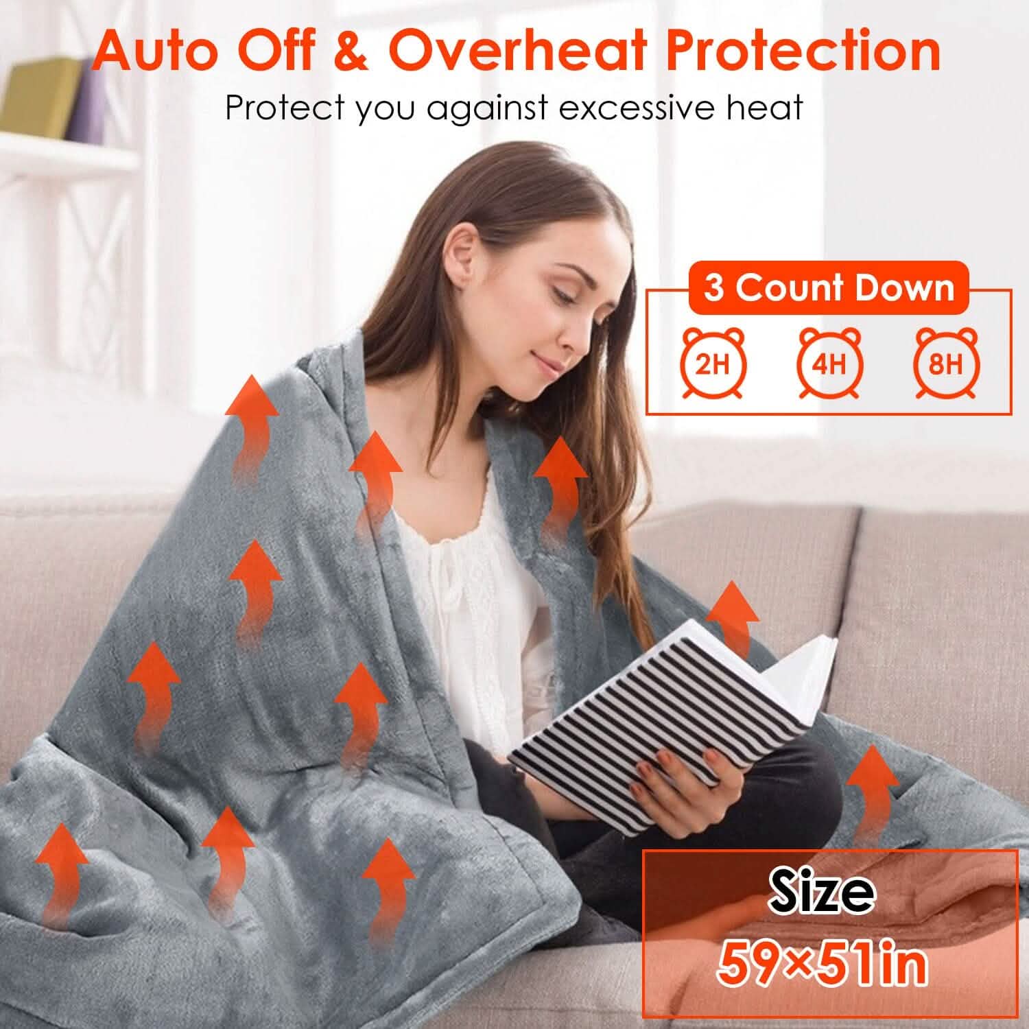 Electric Heated Throw Flannel Heated Blanket Bedding - Tophatter Daily Deals