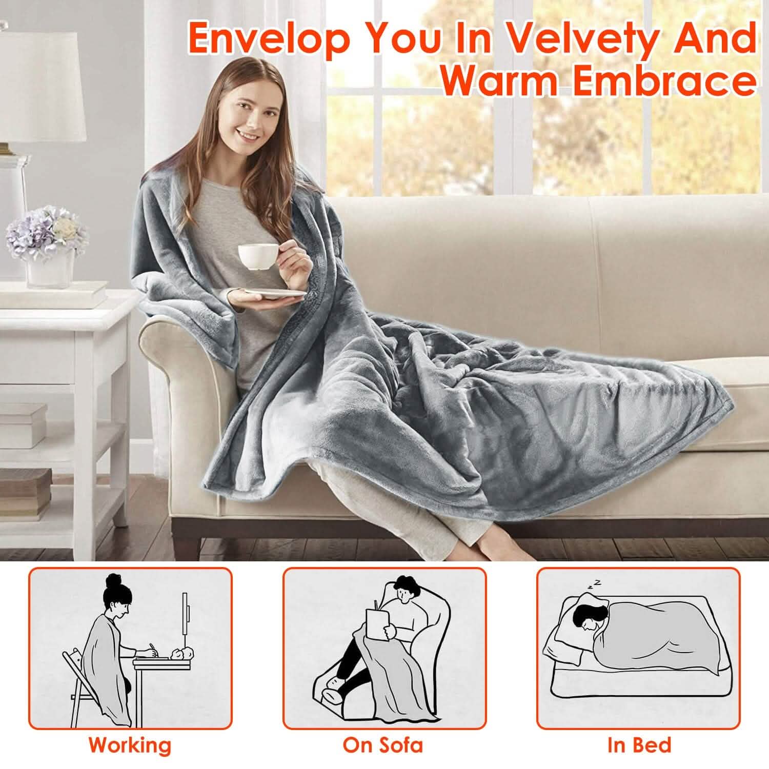 Electric Heated Throw Flannel Heated Blanket Bedding - Tophatter Daily Deals