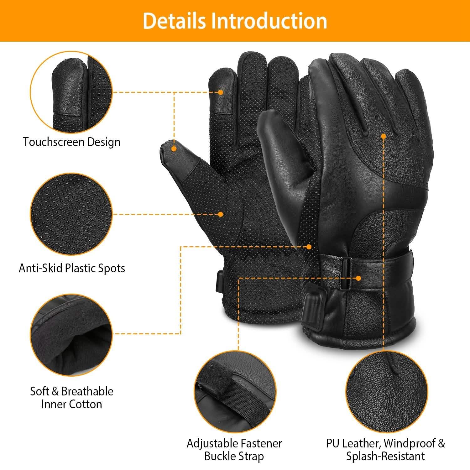 Electric Heated Touchscreen Thermal Gloves Leather USB Plug Outdoor Recreation - Tophatter Daily Deals