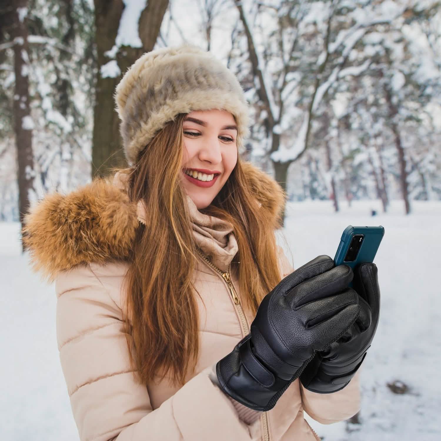 Electric Heated Touchscreen Thermal Gloves Leather USB Plug Outdoor Recreation - Tophatter Daily Deals