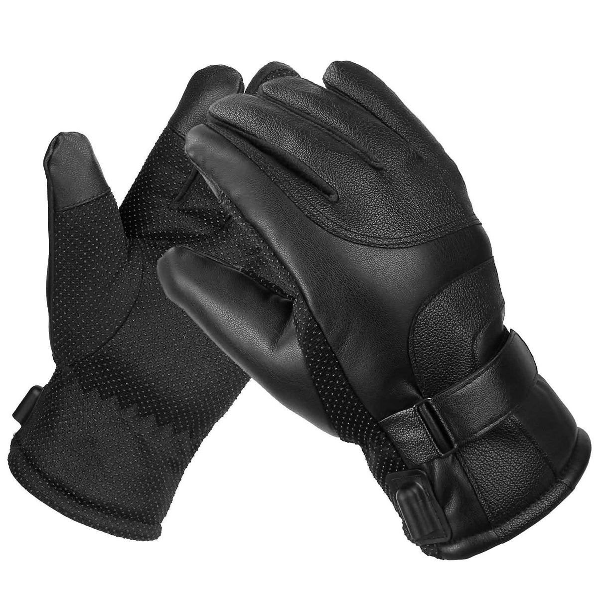 Electric Heated Touchscreen Thermal Gloves Leather USB Plug Outdoor Recreation - Tophatter Daily Deals