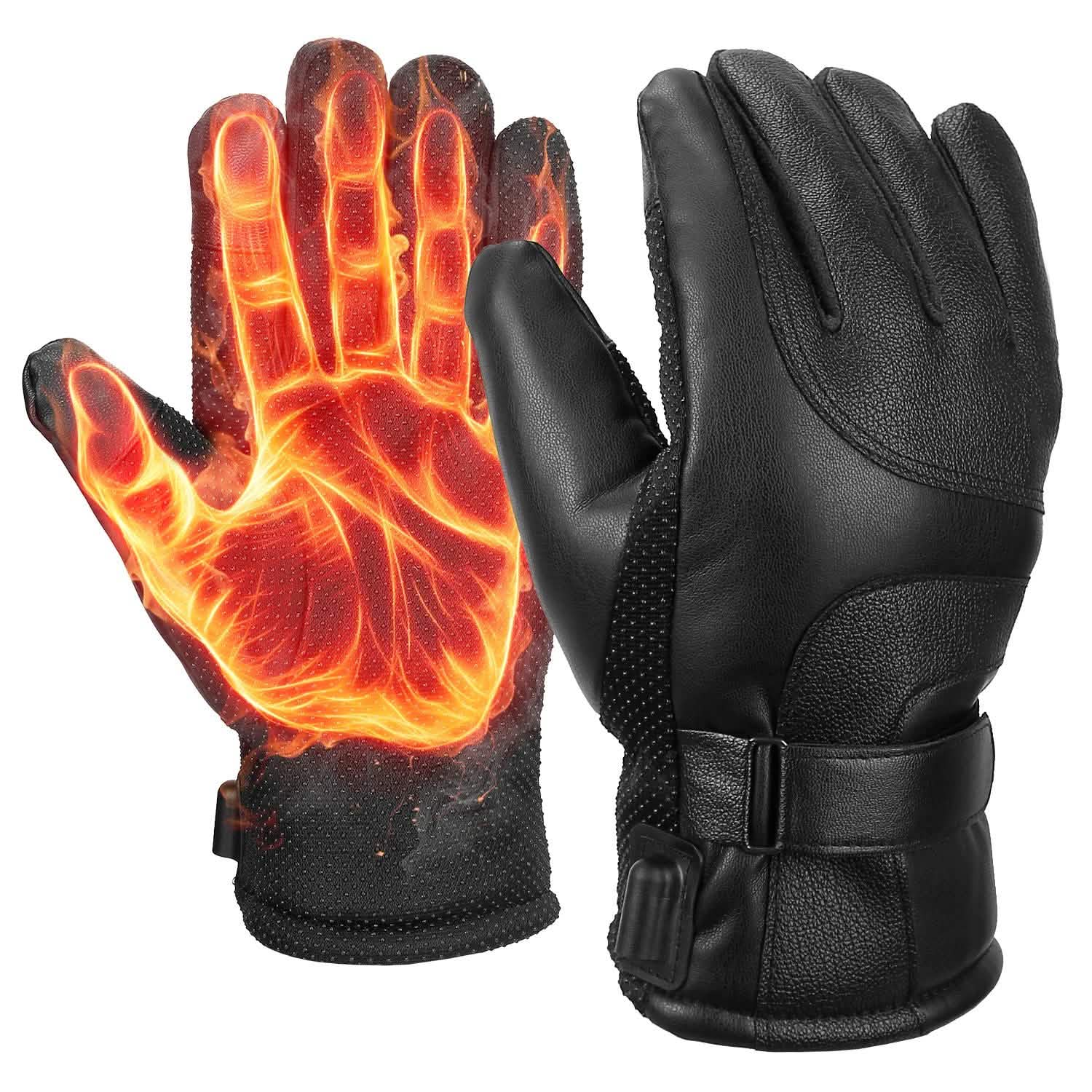 Electric Heated Touchscreen Thermal Gloves Leather USB Plug Outdoor Recreation - Tophatter Daily Deals