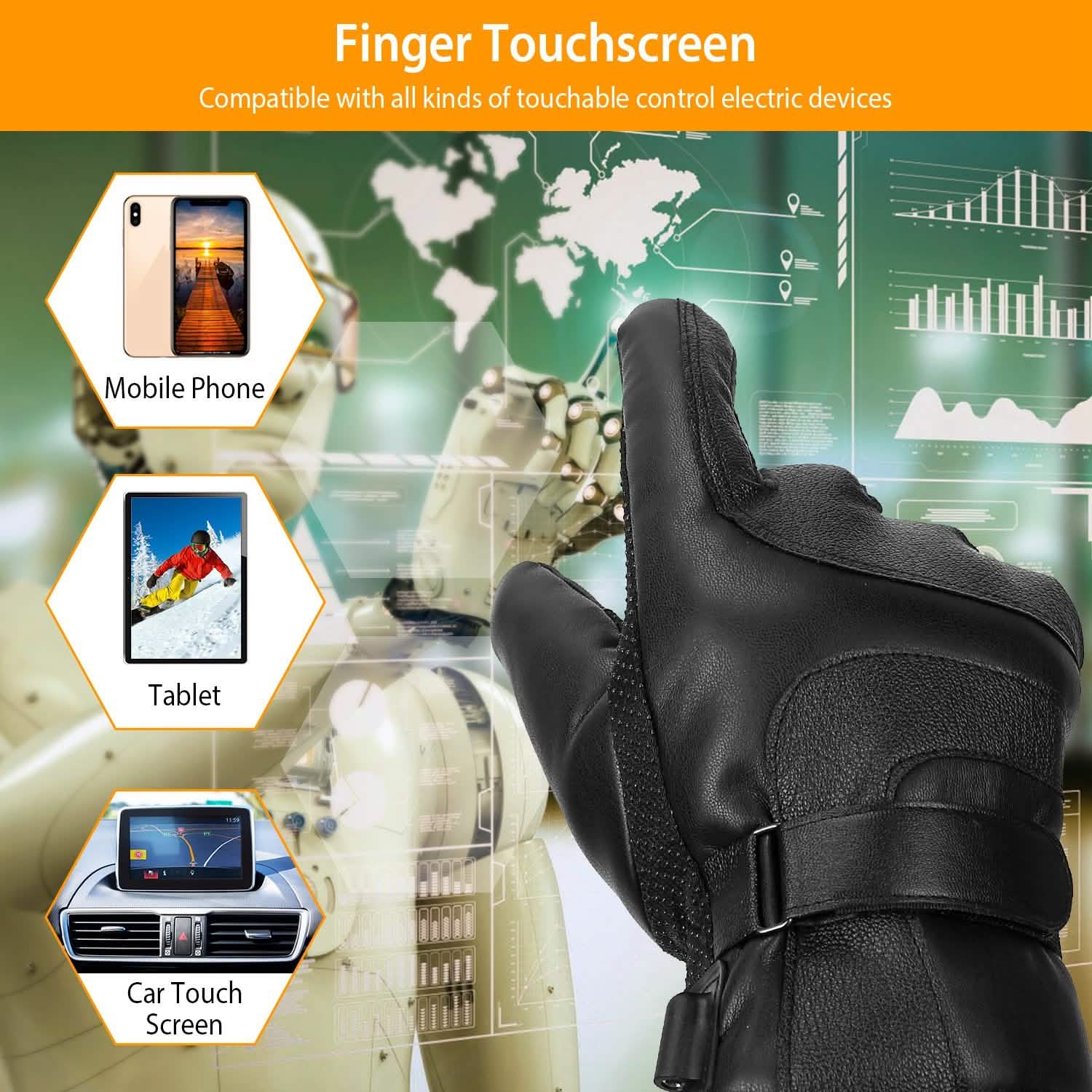 Electric Heated Touchscreen Thermal Gloves Leather USB Plug Outdoor Recreation - Tophatter Daily Deals