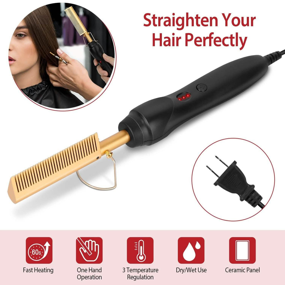 Electric Heating Hair Comb Beauty & Personal Care - Tophatter Daily Deals