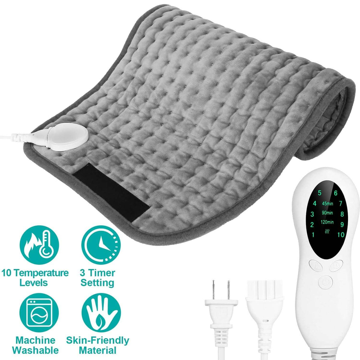 Electric Heating Pad for Back Abdomen Shoulder with 10 Adjustable Temperature Smart Timer Setting Health & Wellness - Tophatter Daily Deals