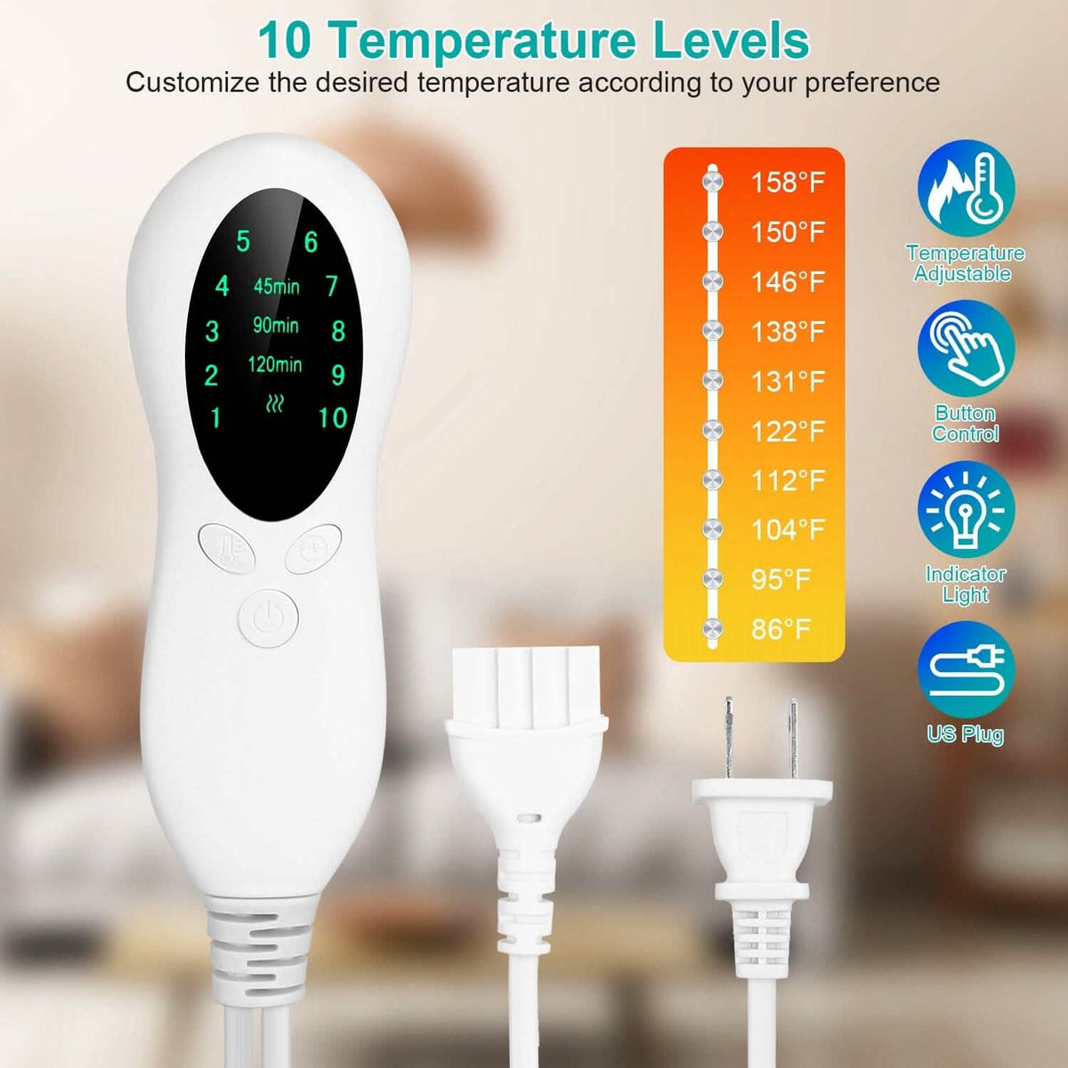 Electric Heating Pad for Back Abdomen Shoulder with 10 Adjustable Temperature Smart Timer Setting Health & Wellness - Tophatter Daily Deals