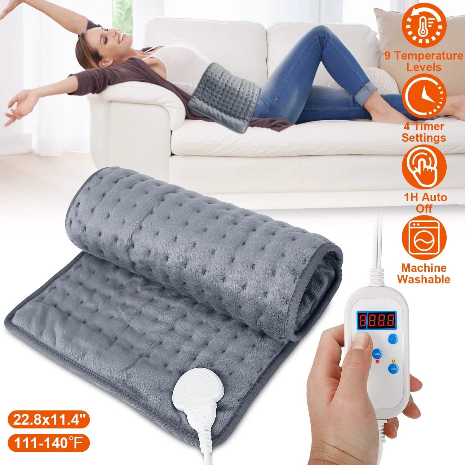 Electric Heating Pad with 9 Temperature Levels Health & Wellness - Tophatter Daily Deals