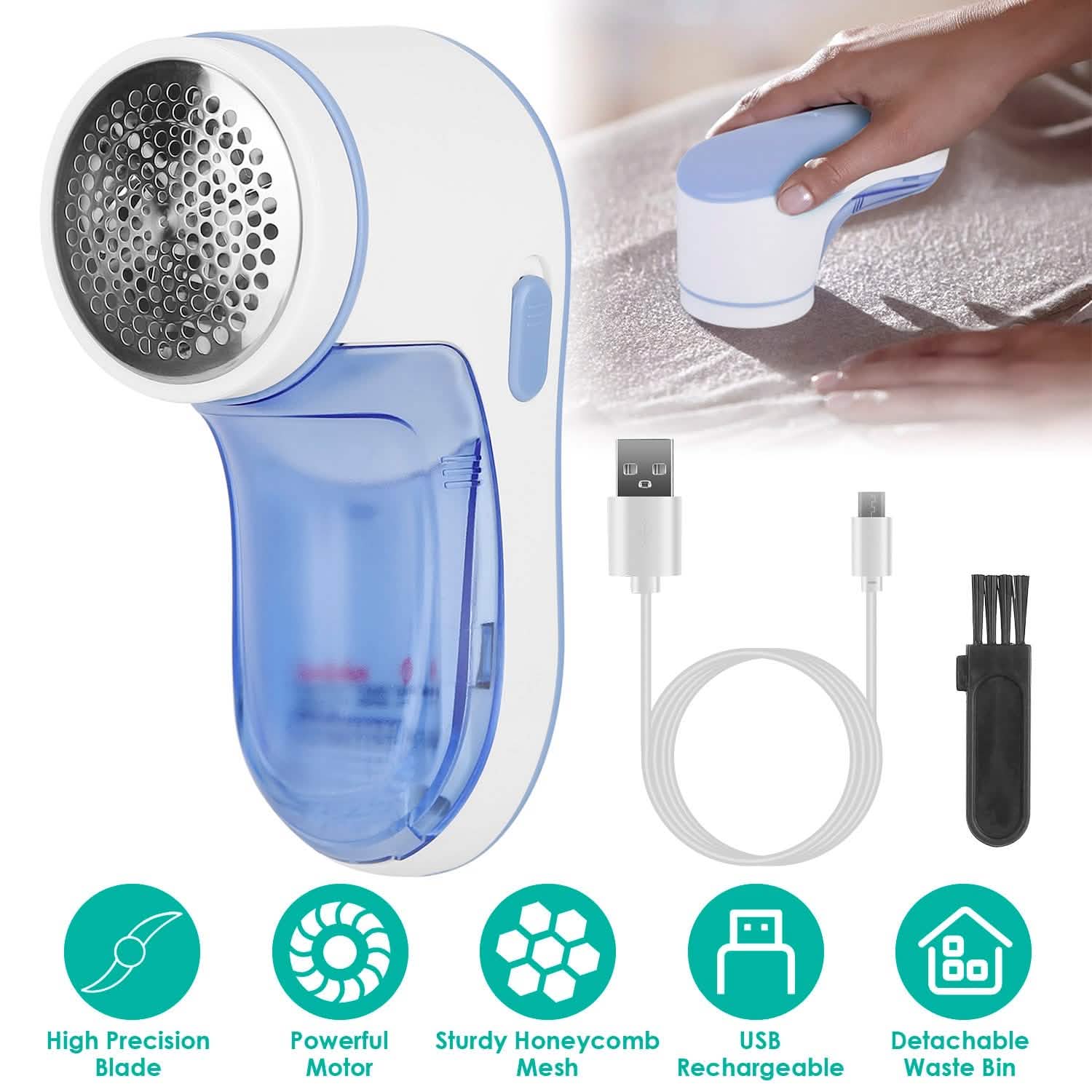 Electric Lint Shaver USB Rechargeable Fabric Clothes Lint Fluff Remover Household Appliances - Tophatter Daily Deals