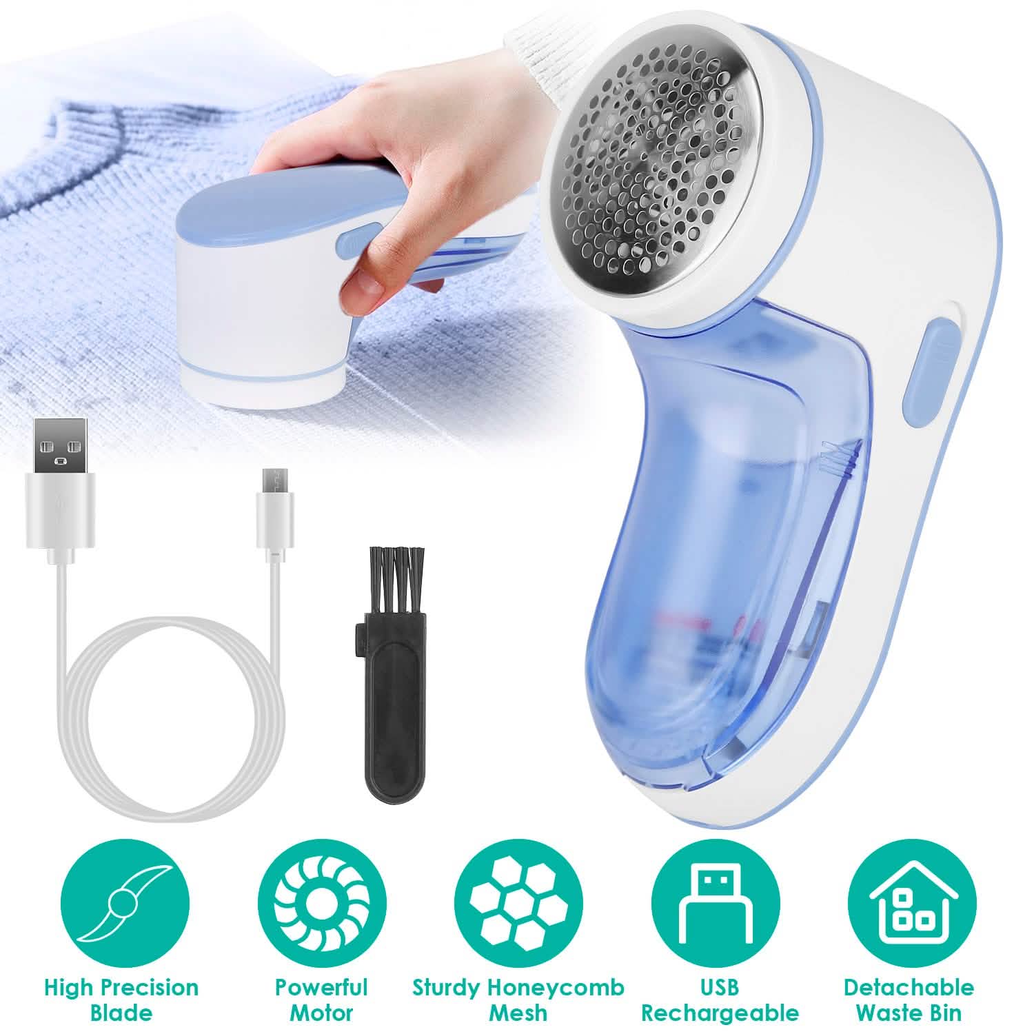 Electric Lint Shaver USB Rechargeable Fabric Clothes Lint Fluff Remover Household Appliances - Tophatter Daily Deals