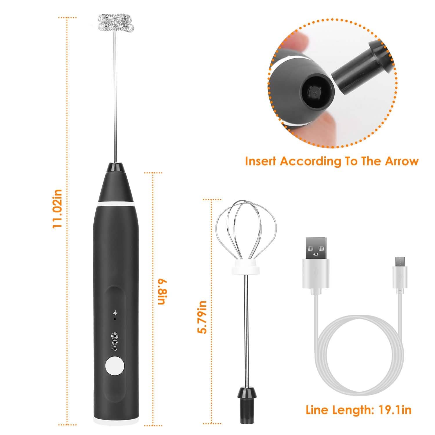 Electric Milk Frother with 2 Whisk Heads Kitchen Tools & Gadgets - Tophatter Daily Deals