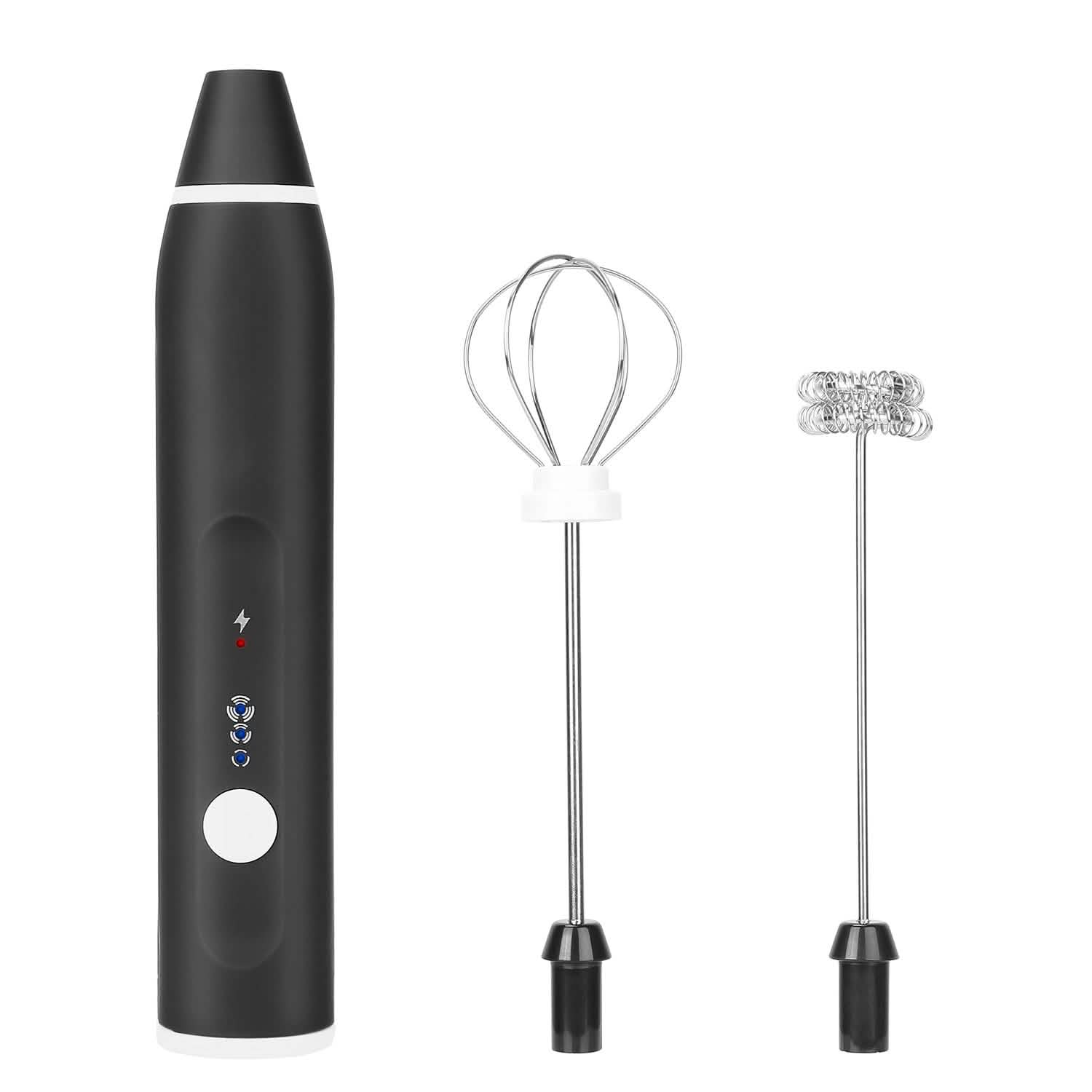 Electric Milk Frother with 2 Whisk Heads Kitchen Tools & Gadgets - Tophatter Daily Deals