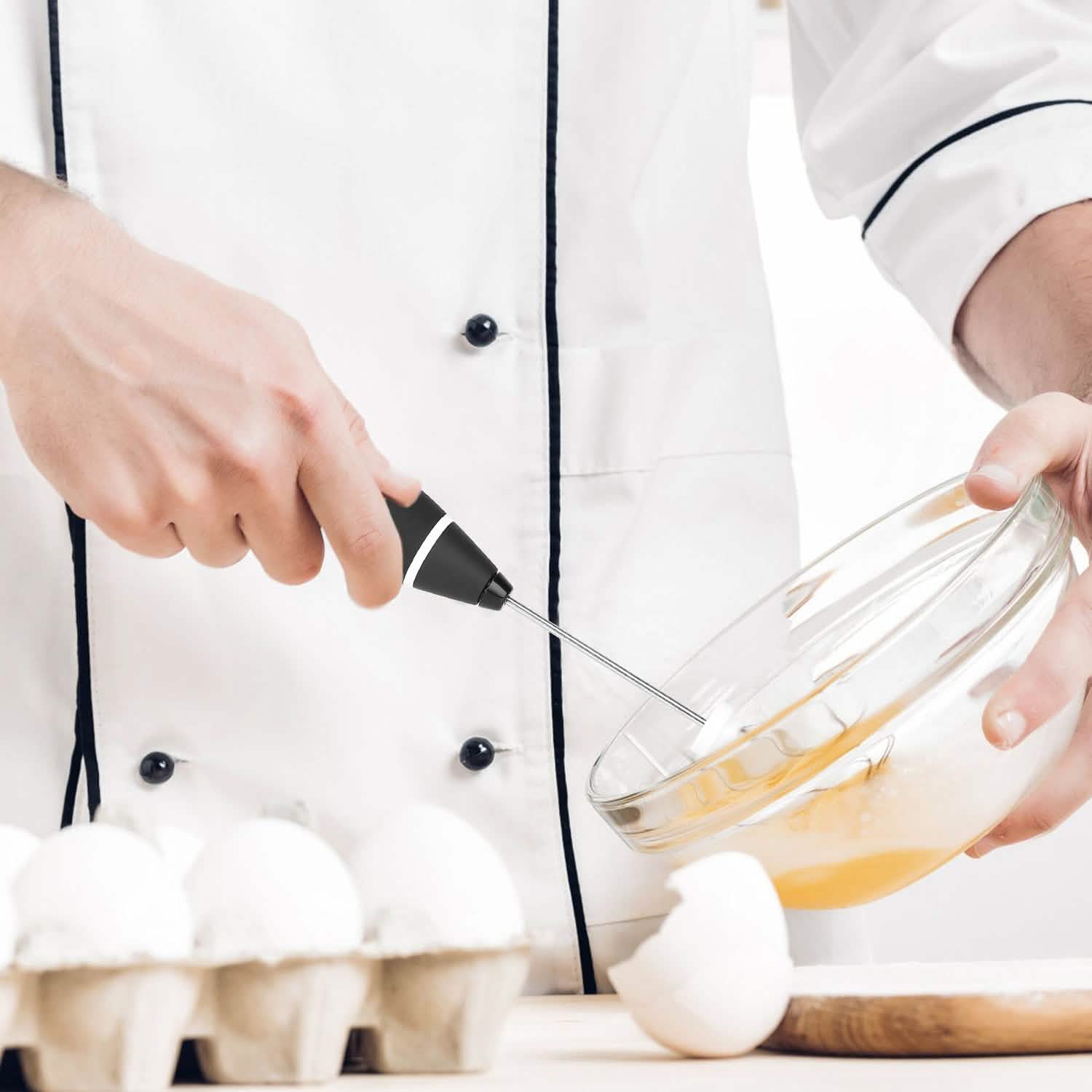 Electric Milk Frother with 2 Whisk Heads Kitchen Tools & Gadgets - Tophatter Daily Deals