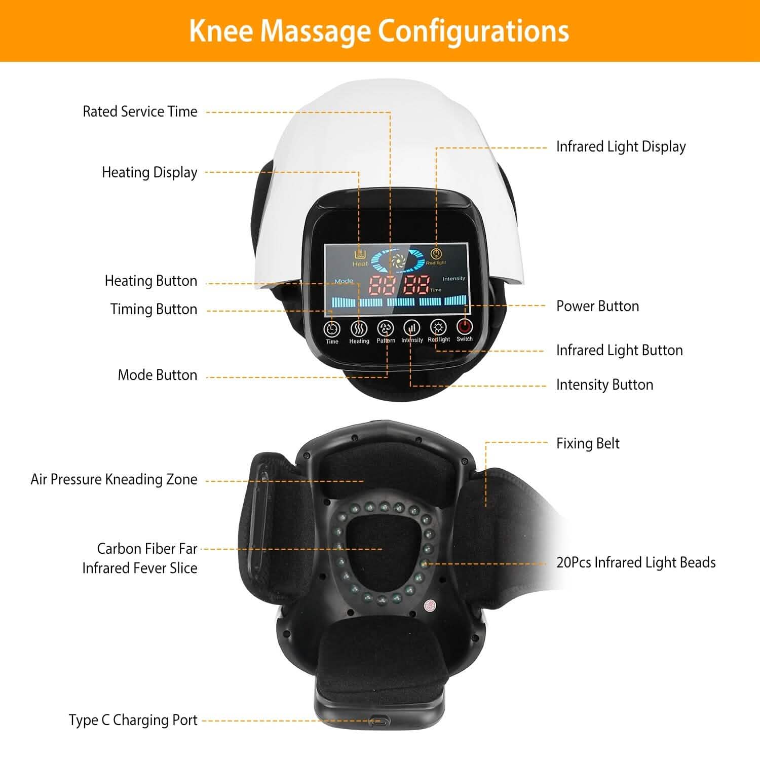 Electric Rechargeable Knee Massager Infrared Heat Pain Relief Therapy Health & Wellness - Tophatter Daily Deals