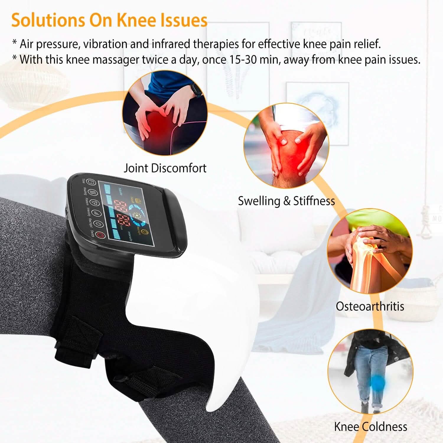 Electric Rechargeable Knee Massager Infrared Heat Pain Relief Therapy Health & Wellness - Tophatter Daily Deals