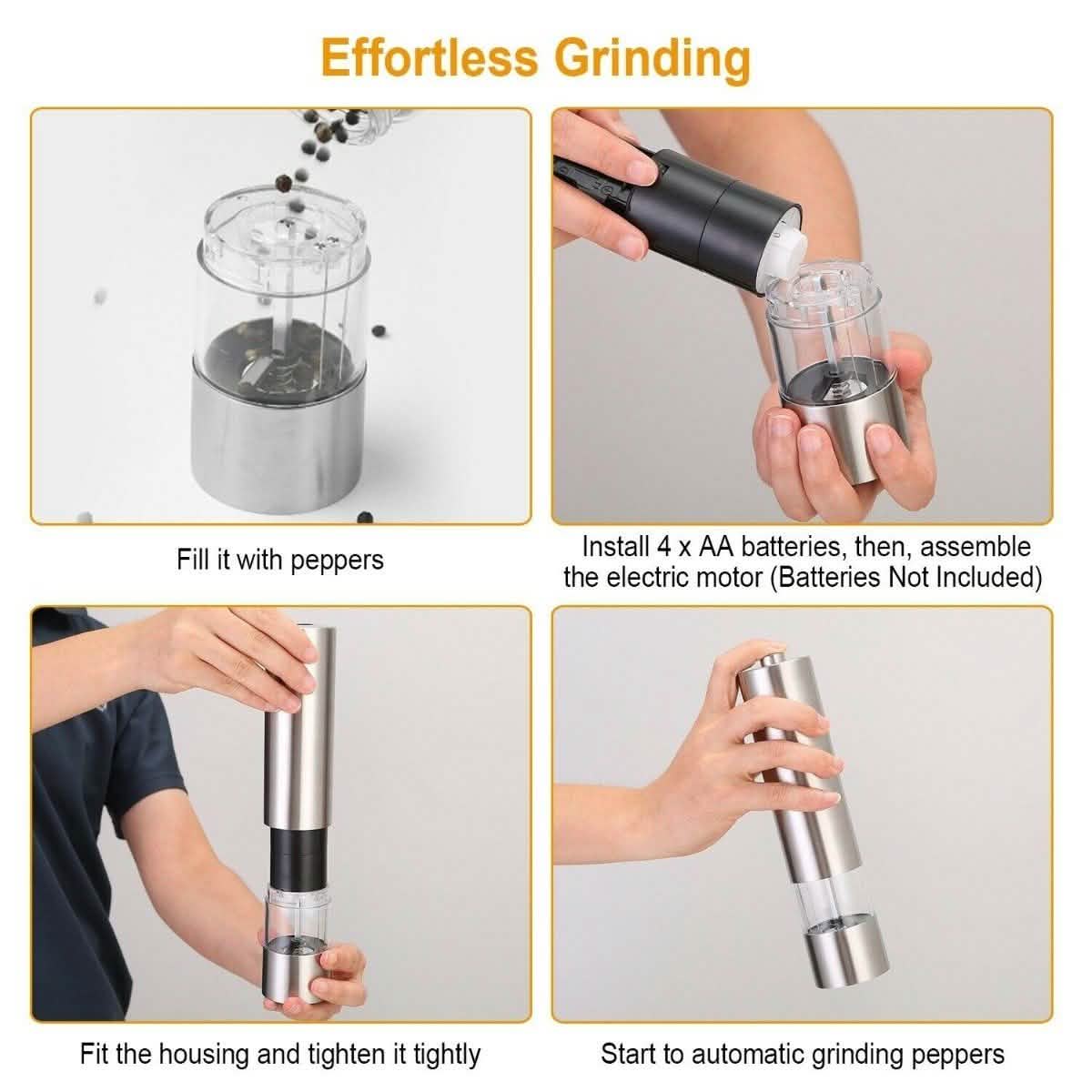 Electric Salt Pepper Grinder with Light Adjustable Coarseness Kitchen Tools & Gadgets - Tophatter Daily Deals