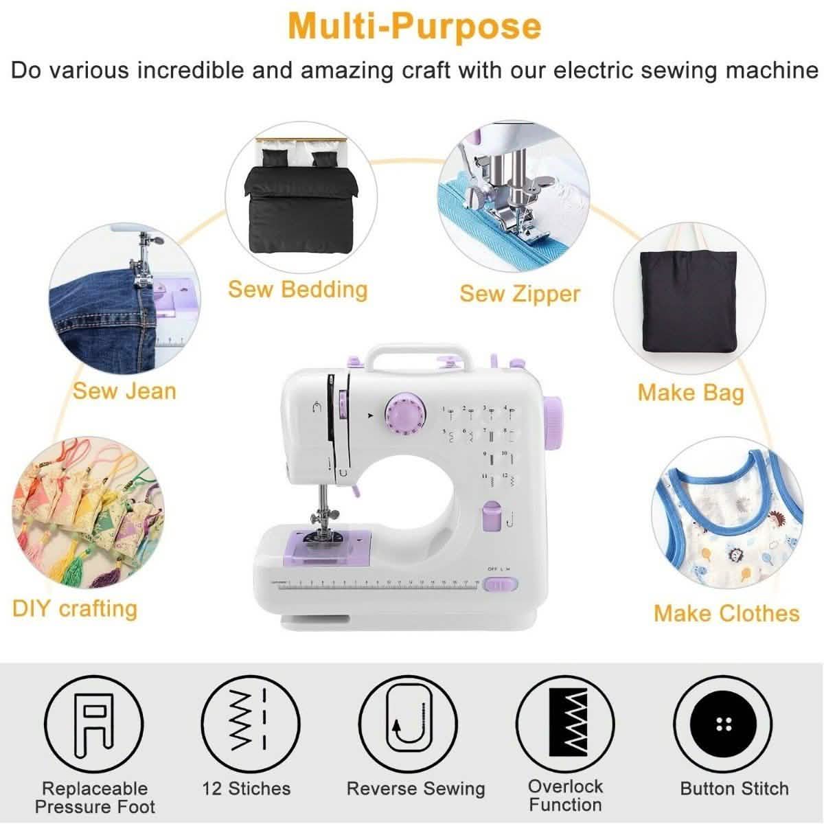 Electric Sewing Machine 12 Stitches with Foot Pedal Household Appliances - Tophatter Daily Deals