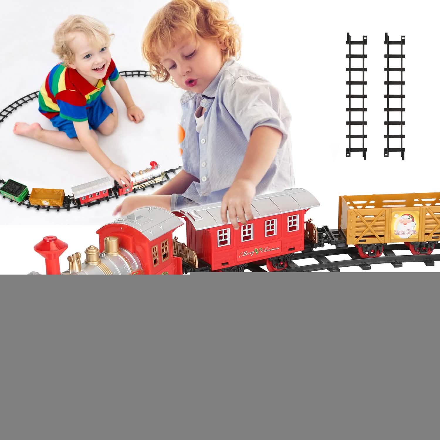 Electric Train Set Steam Locomotive Passenger Coach Coal with Sounds Light Railway Toys & Games - Tophatter Daily Deals