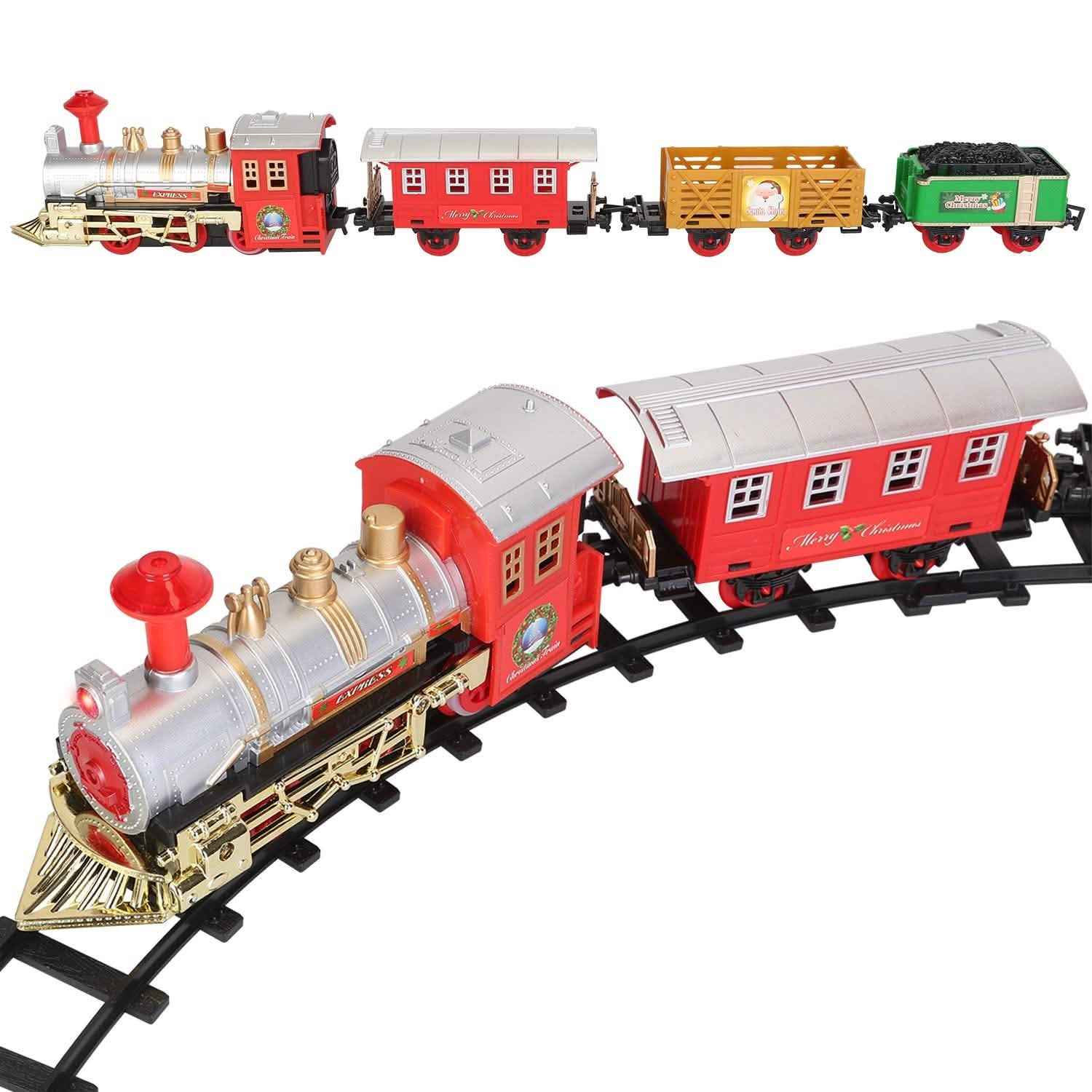 Electric Train Set Steam Locomotive Passenger Coach Coal with Sounds Light Railway Toys & Games - Tophatter Daily Deals