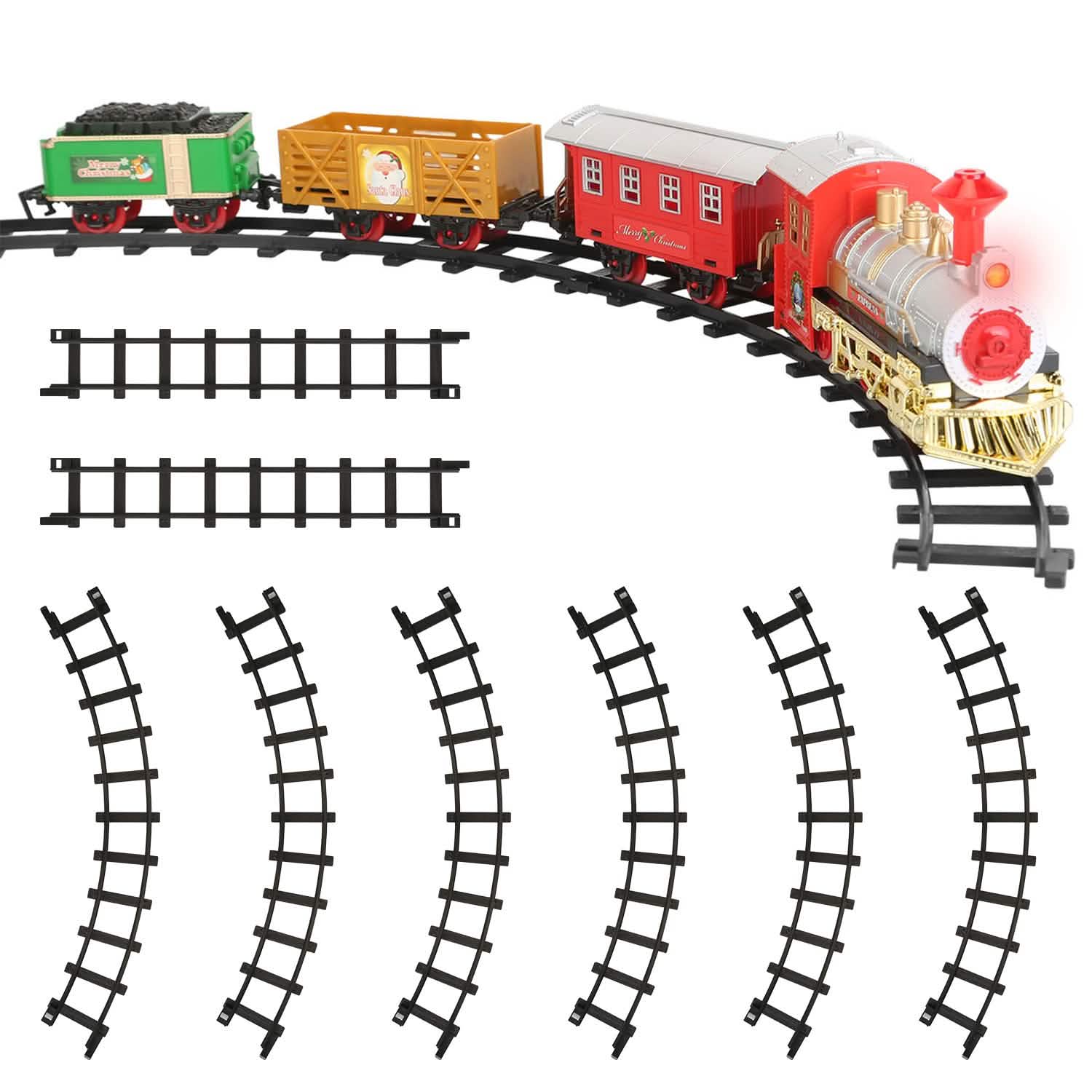 Electric Train Set Steam Locomotive Passenger Coach Coal with Sounds Light Railway Toys & Games - Tophatter Daily Deals