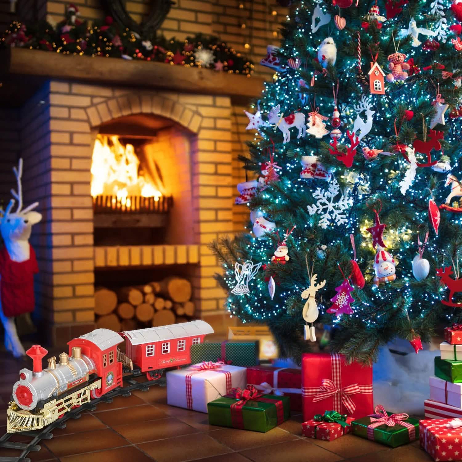 Electric Train Set Steam Locomotive Passenger Coach Coal with Sounds Light Railway Toys & Games - Tophatter Daily Deals