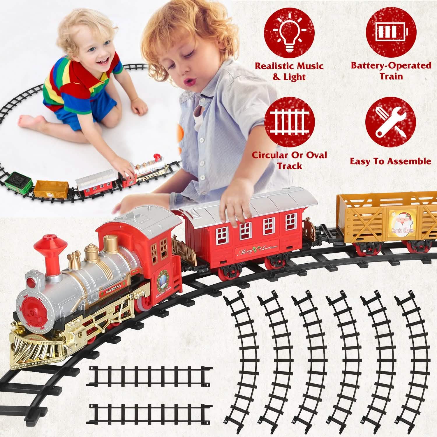 Electric Train Set Steam Locomotive Passenger Coach Coal with Sounds Light Railway Toys & Games - Tophatter Daily Deals