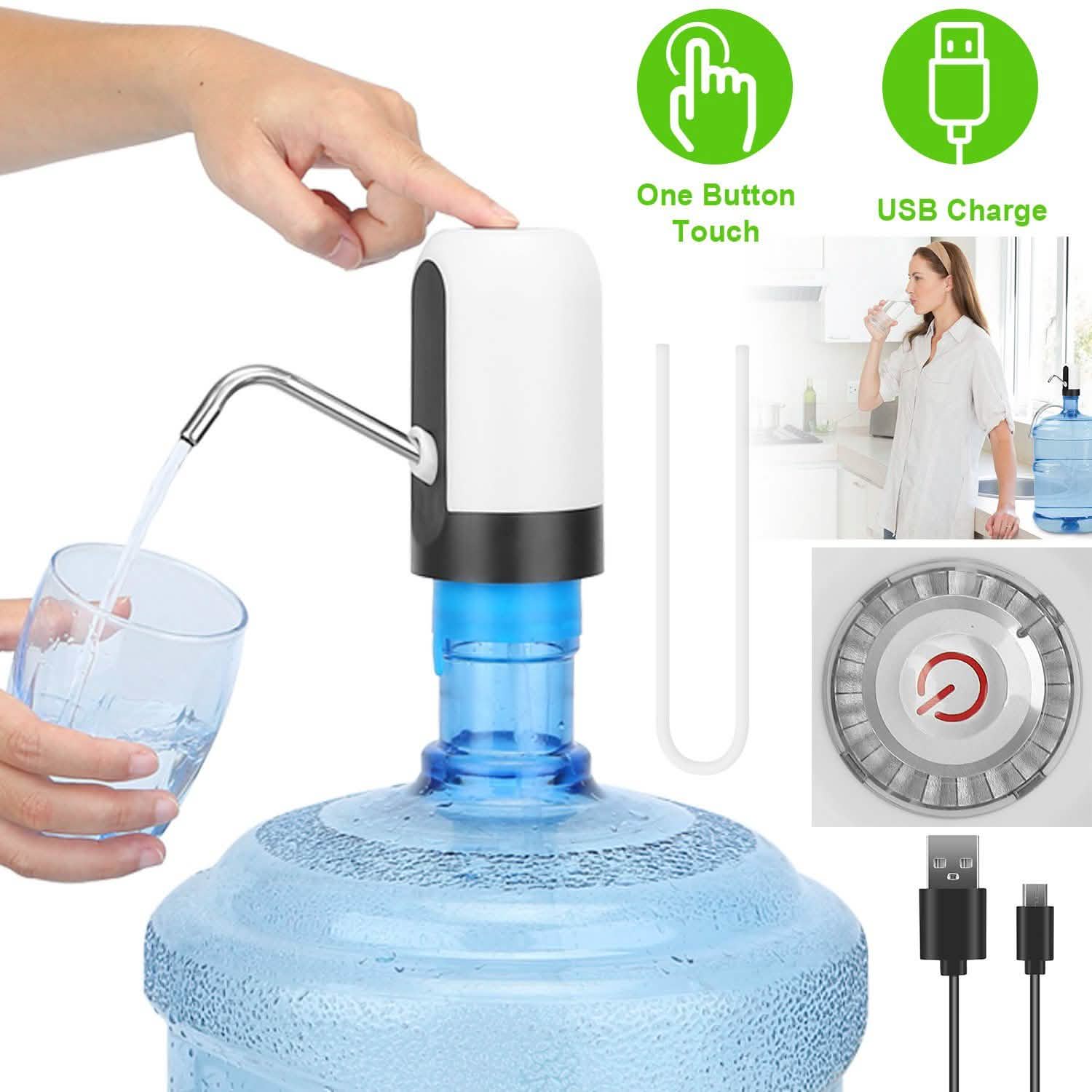 Electric Water Bottle Dispenser Rechargeable Automatic Drinking Water Bottle Pump Kitchen Tools & Gadgets - Tophatter Daily Deals