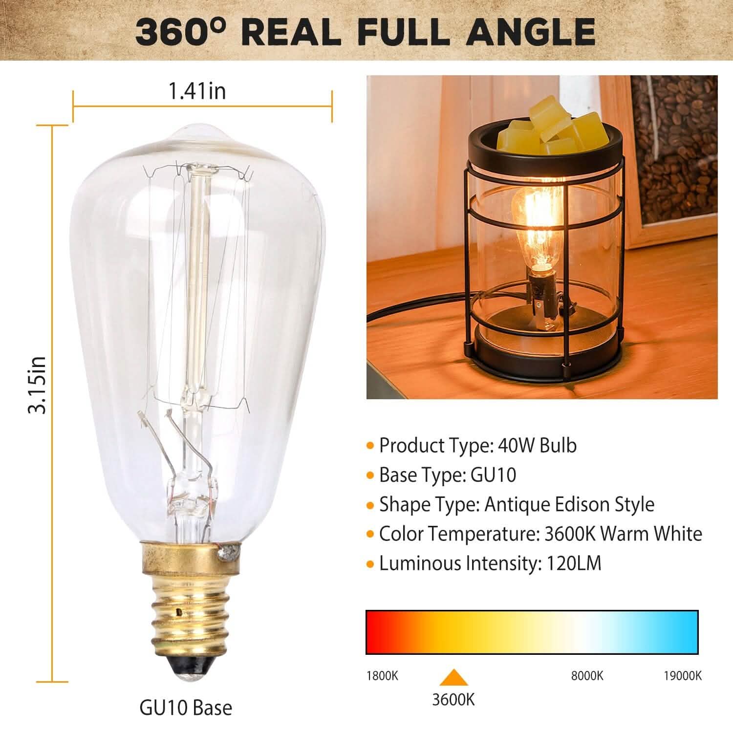 Electric Wax Melt Warmer Vintage Light Bulb Health & Wellness - Tophatter Daily Deals