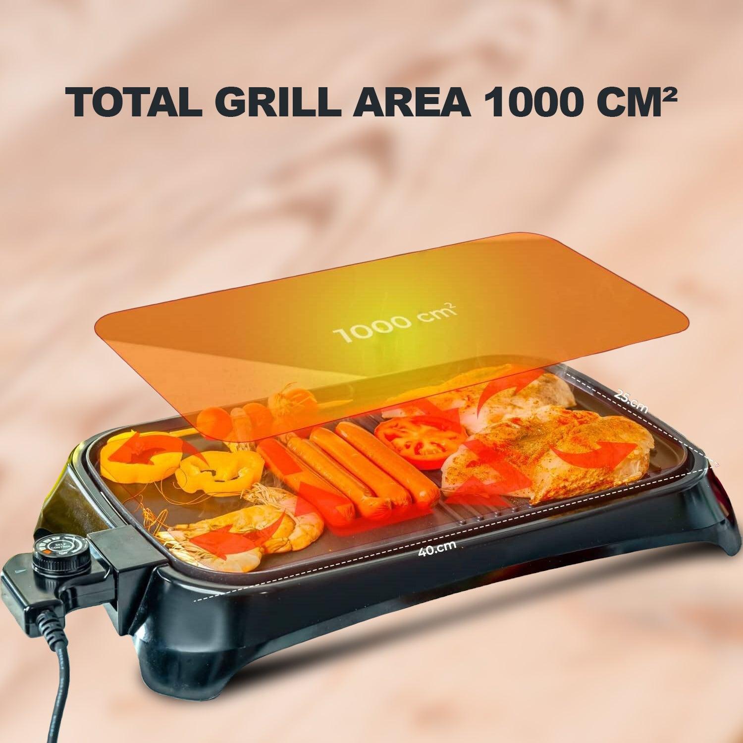 Electric Barbeque Grill - 1600W Tabletop BBQ Griddle with Smokeless Hot Plate for Indoor & Outdoor Cooking Home - Tophatter Daily Deals