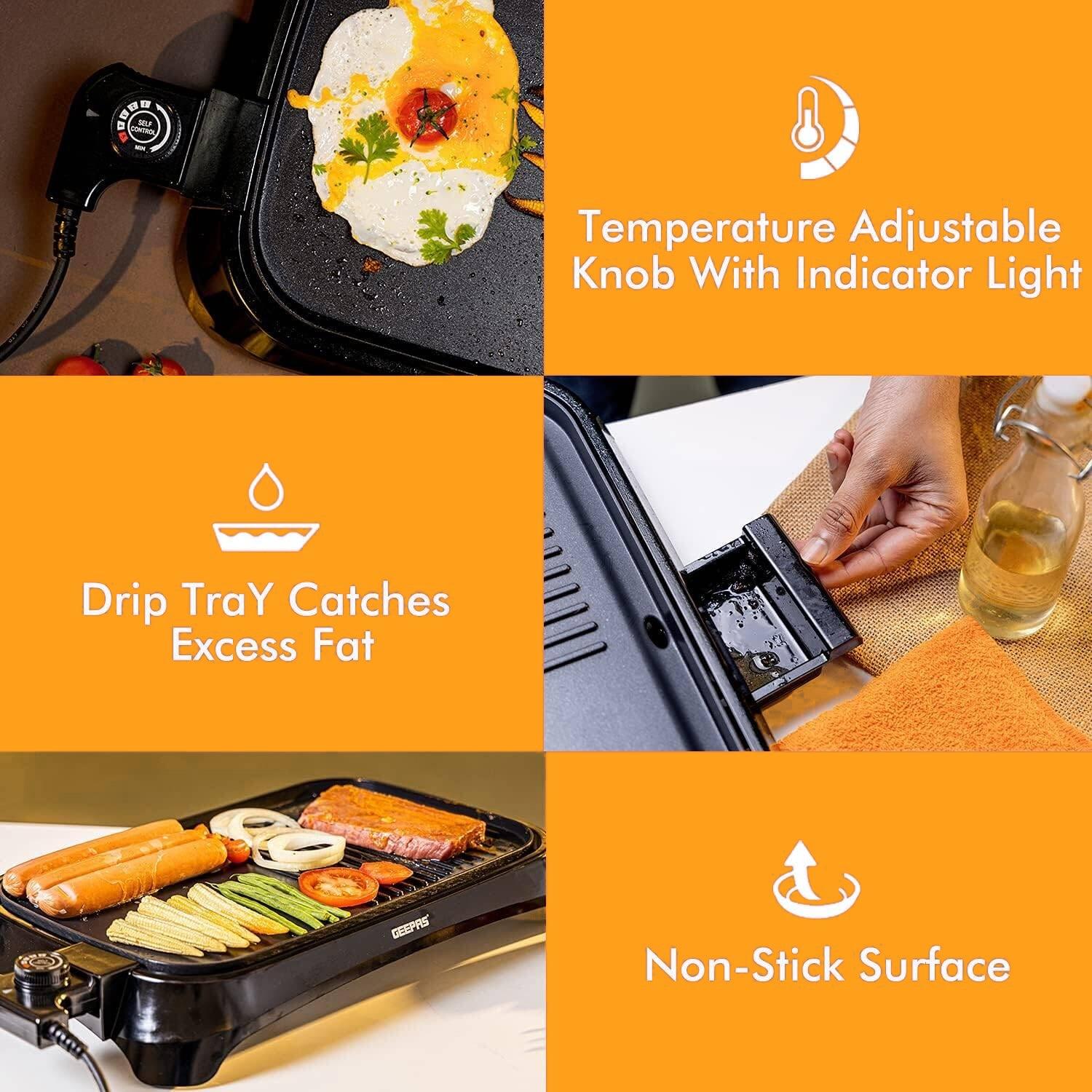 Electric Barbeque Grill - 1600W Tabletop BBQ Griddle with Smokeless Hot Plate for Indoor & Outdoor Cooking Home - Tophatter Daily Deals
