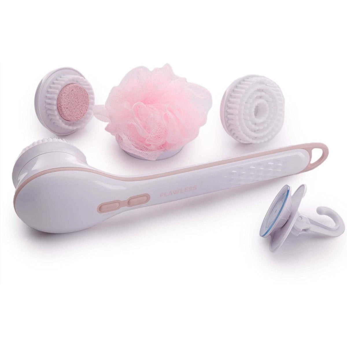 Electric Body Brush - Flawless Cleanse Spa with 3 Multi-Purpose Cleansing Heads for a Full Body Spa Experience Personal Care - Tophatter Daily Deals