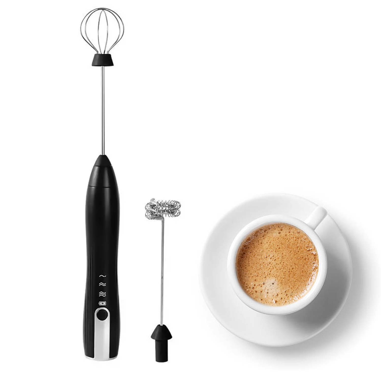 Electric Milk Frother – Handheld Foam Maker for Coffee, Latte, Cappuccino & Hot Chocolate Coffee Mixer - Tophatter Daily Deals