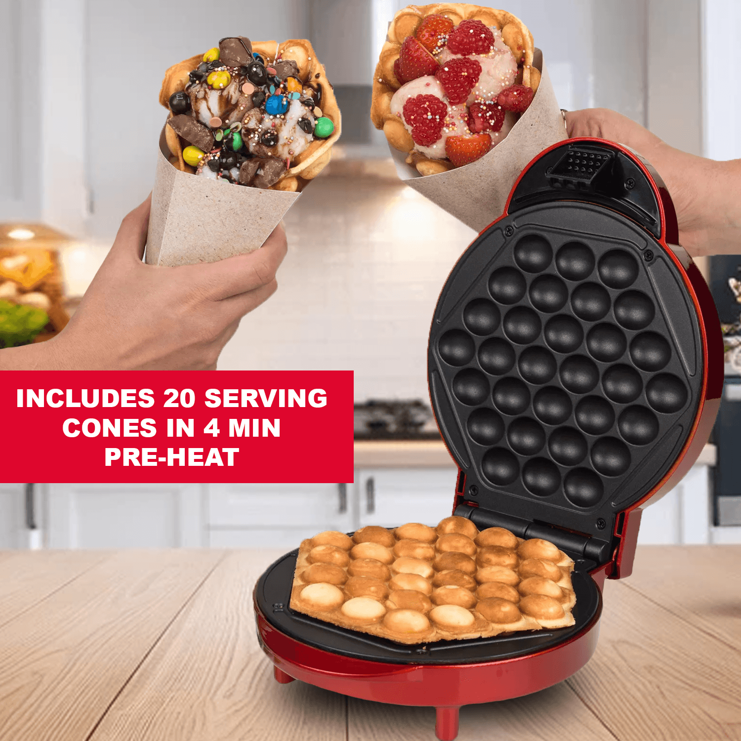 Waffle Maker Machine – Bubble & Heart Shaped Belgian Waffle Iron for Delicious Treats (1000W Non-Stick) Electronic - Tophatter Daily Deals
