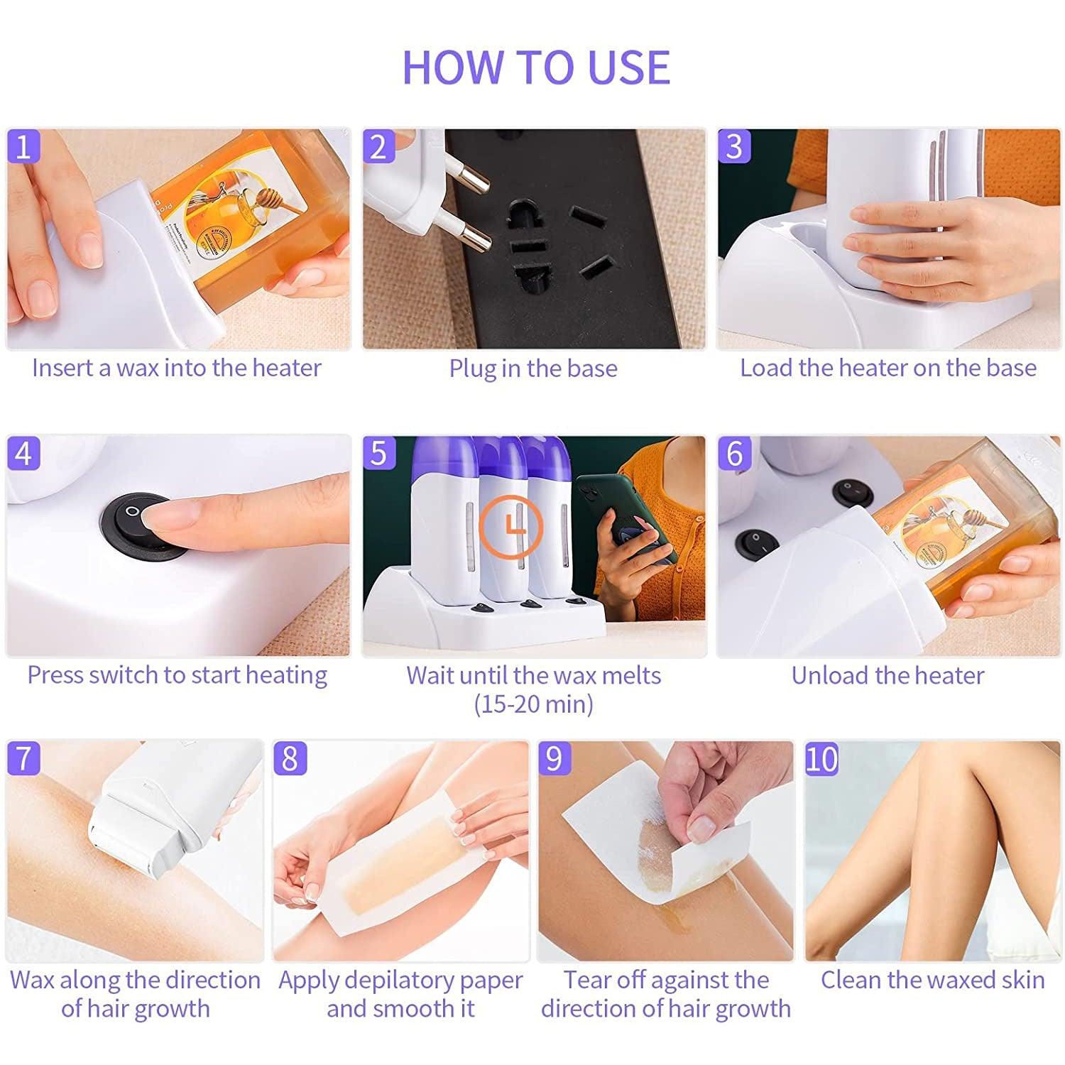 Waxing Roller Machine - Electric Wax Roller Heater Depilatory Roll On Wax Brazilian Waxing Warmer for Women Men, Safe Painless, UK Plug Health & Beauty - Tophatter Daily Deals