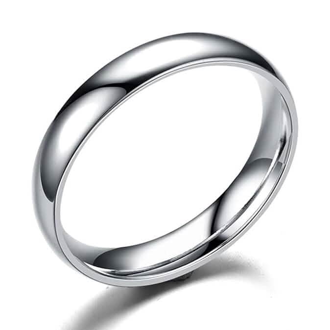 Silver Tone Classic Domed Wedding Band Ring 4mm Rings - Tophatter Daily Deals