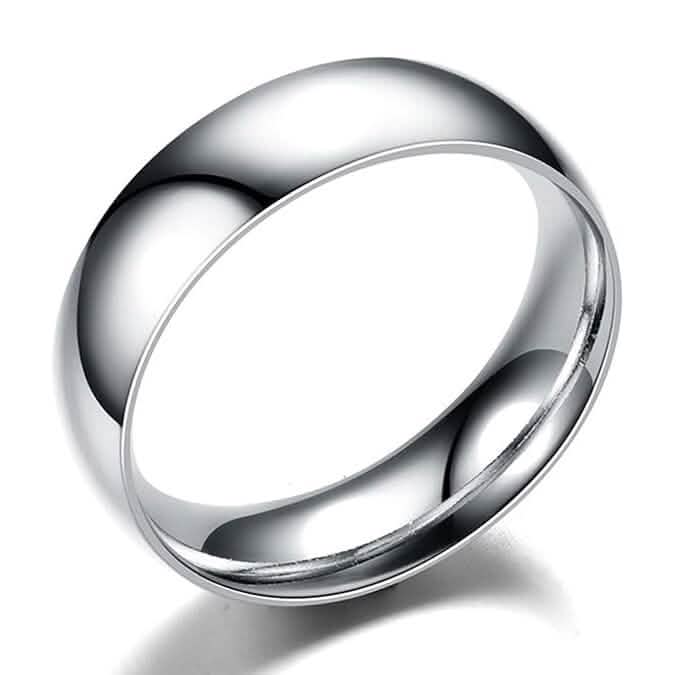 Silver Tone Classic Domed Wedding Band Ring 6mm Rings - Tophatter Daily Deals