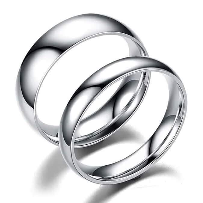 Silver Tone Classic Domed Wedding Band Ring Rings - Tophatter Daily Deals