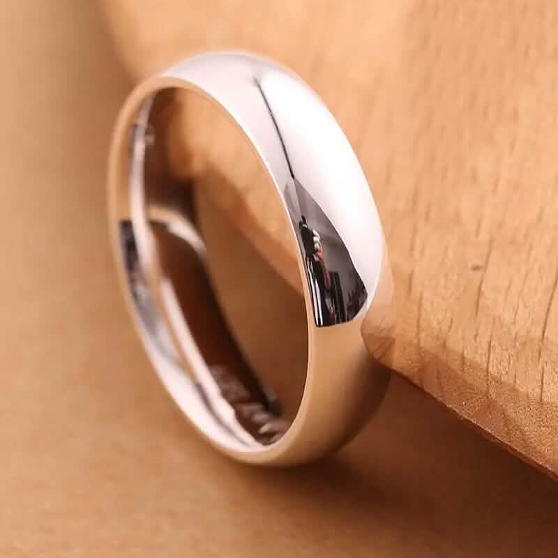 Silver Tone Classic Domed Wedding Band Ring Rings - Tophatter Daily Deals