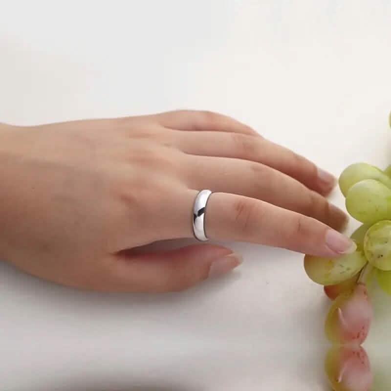 Silver Tone Classic Domed Wedding Band Ring Rings - Tophatter Daily Deals