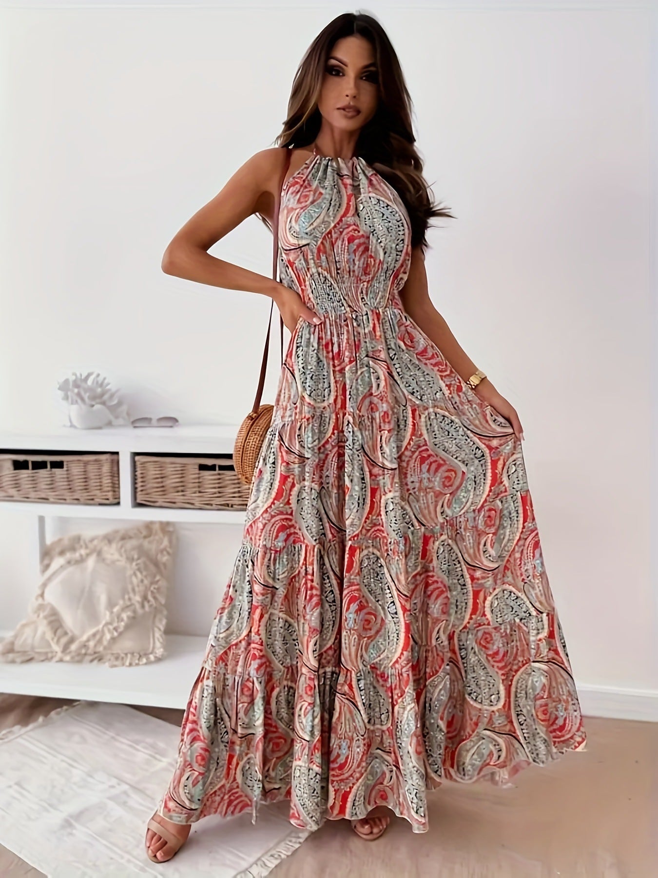 Elegant Floral Sleeveless Long Dress Floral Dresses - Tophatter Daily Deals