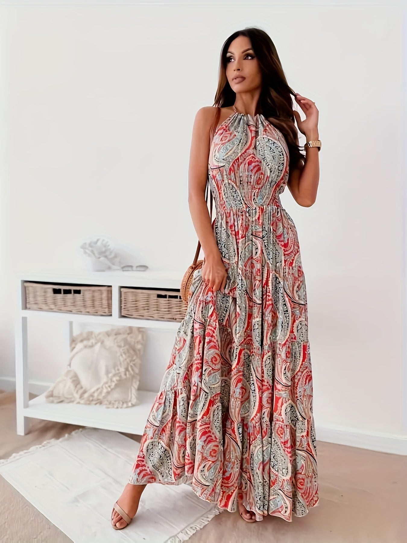 Elegant Floral Sleeveless Long Dress Floral Dresses - Tophatter Daily Deals