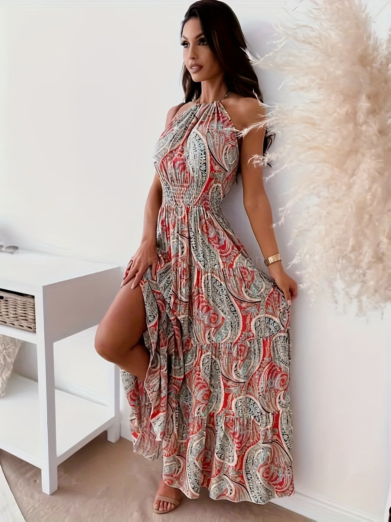Elegant Floral Sleeveless Long Dress Floral Dresses - Tophatter Daily Deals