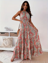 Elegant Floral Sleeveless Long Dress Red Floral Dresses - Tophatter Daily Deals
