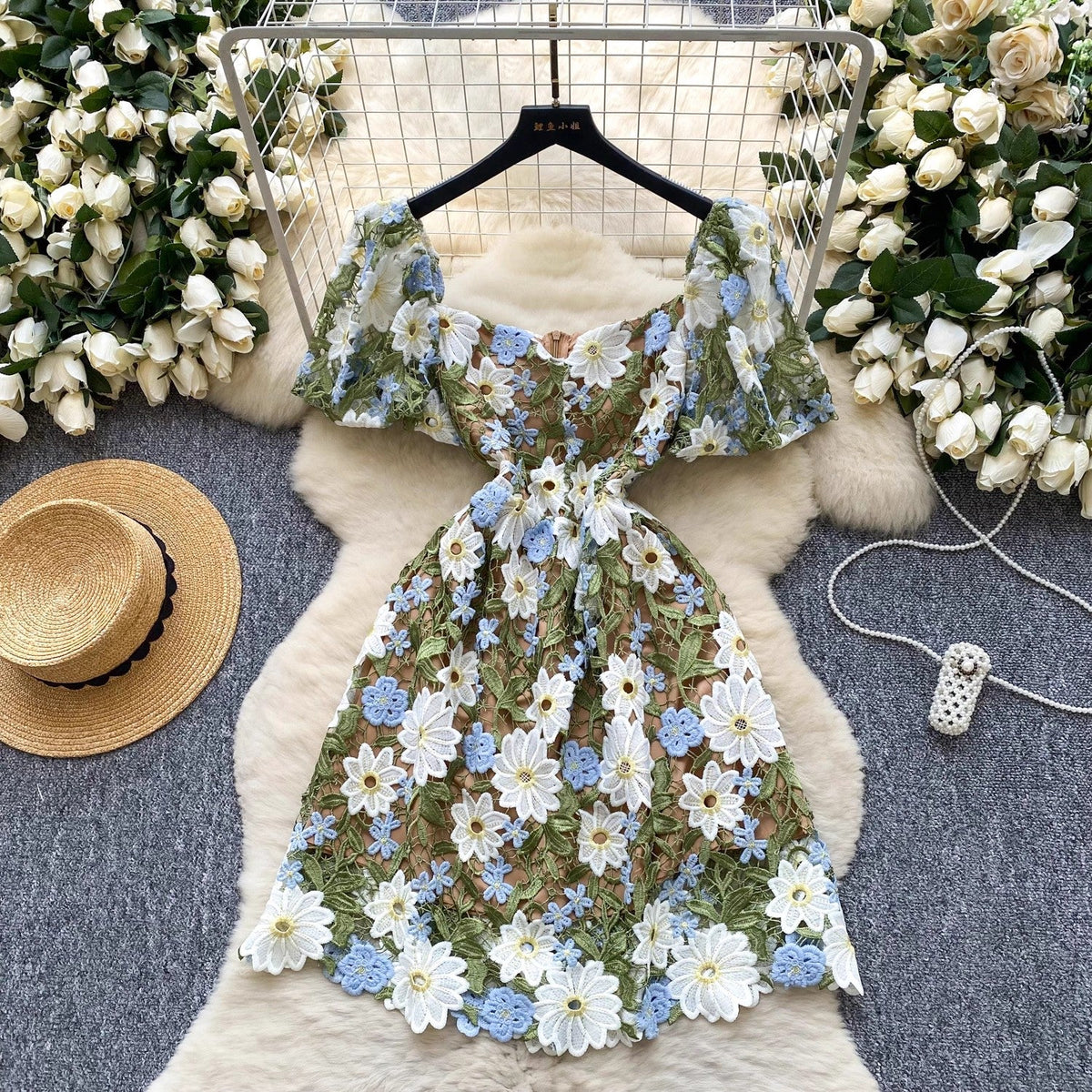 Elegant Flower Embroidery Lace Hollow Out Prom Dresses Mini Dresses - Tophatter Daily Deals