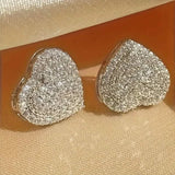 Elegant Heart-Shaped Zirconia Stud Earrings Earrings - Tophatter Daily Deals
