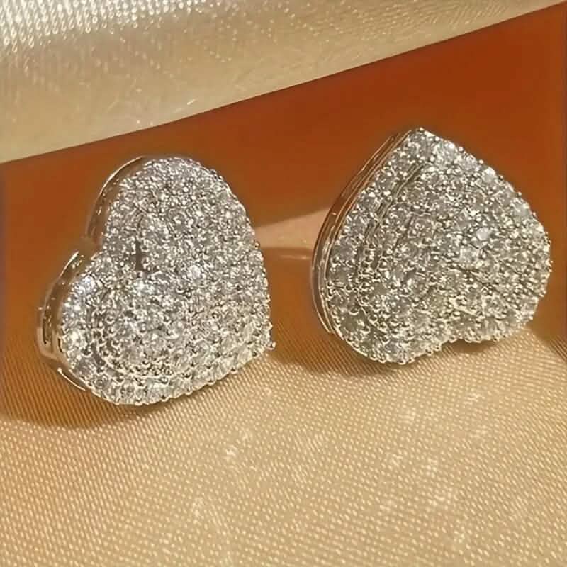 Elegant Heart-Shaped Zirconia Stud Earrings Earrings - Tophatter Daily Deals