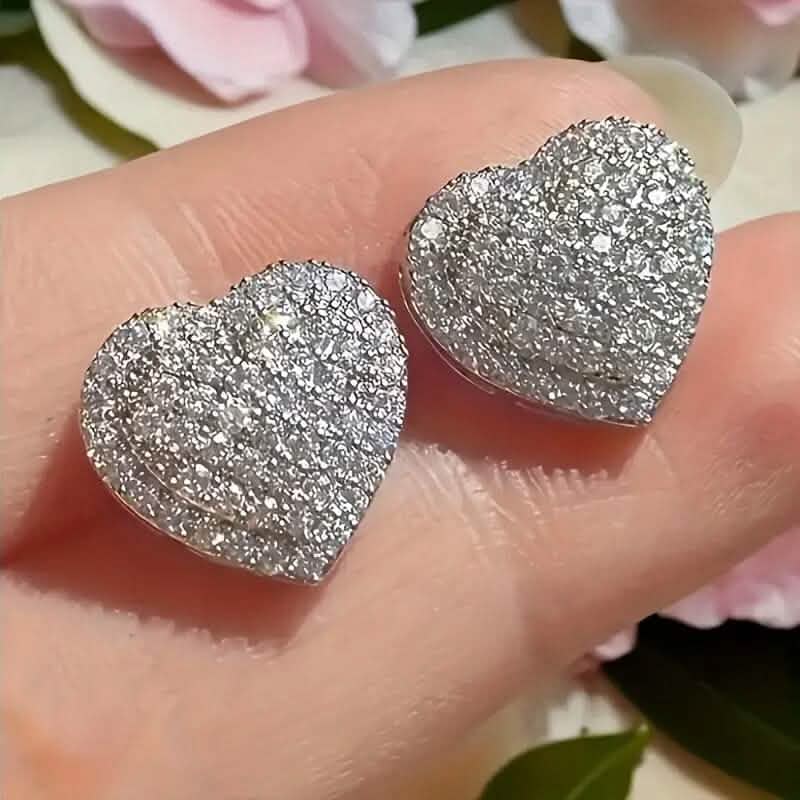 Elegant Heart-Shaped Zirconia Stud Earrings Earrings - Tophatter Daily Deals
